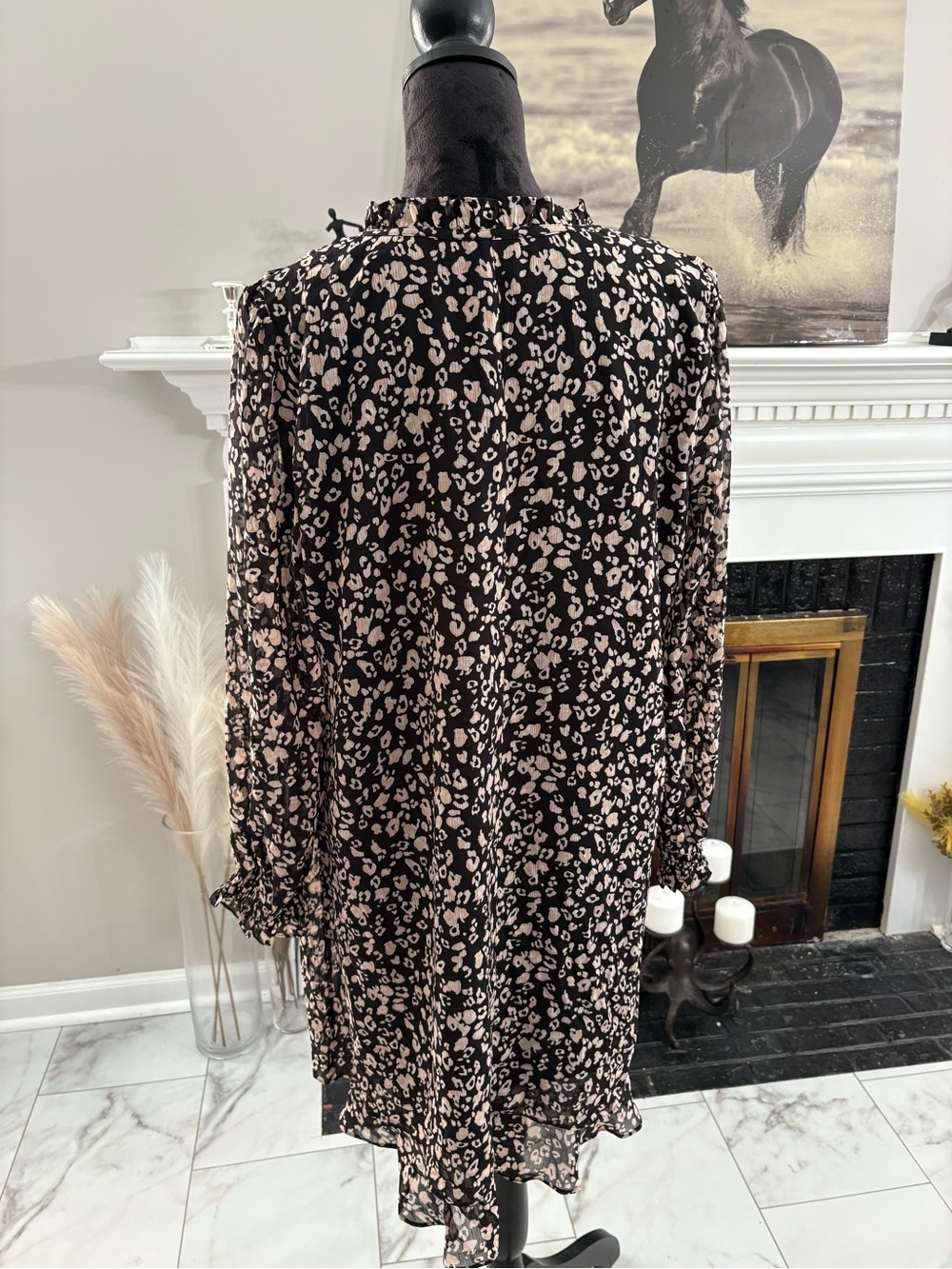 Ann Taylor Factory Black Mini Dress with Blush Floral Print - Picture 3 of 4